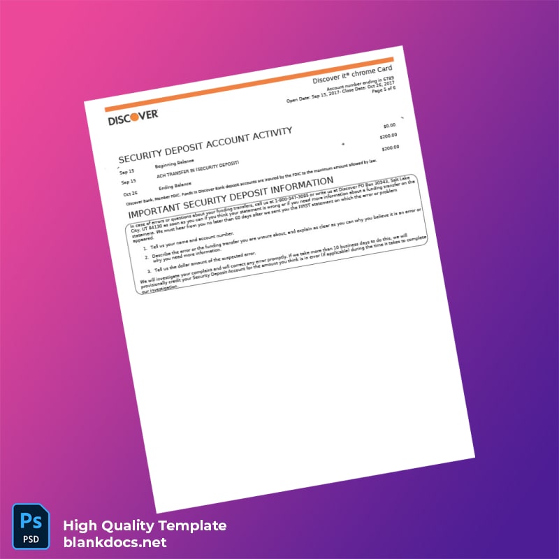 USA Discover Bank Statement Template in Word and PDF formats page 6