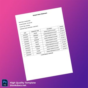 USA Example Bank Statement Template in Word and PDF formats