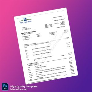 USA Fifth Third Bank Statement Template in Word and PDF formats