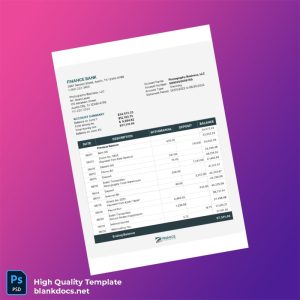 USA Finance Bank Statement Template in Word and PDF formats