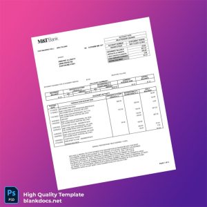 USA M T Bank Statement Template in Word and PDF formats