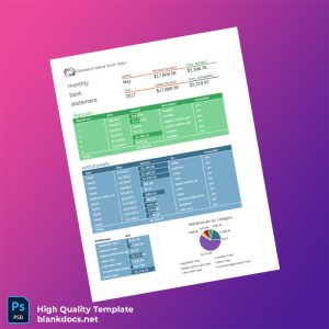USA Monthly Bank Statement Template in Word and PDF formats