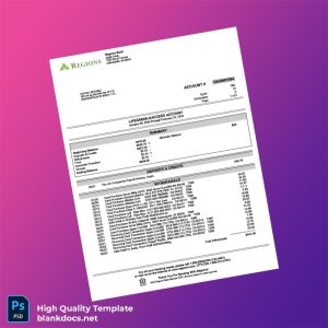 USA Regions Bank Personal Banking Statement Template in Word and PDF formats