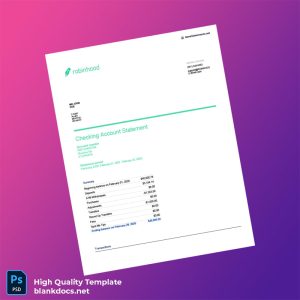 USA Robinhood Checking Account Statement Template in Word and PDF formats
