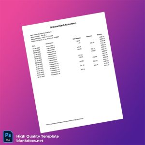 USA Sample National Bank Bank Statement Template in Word and PDF formats