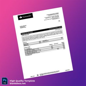 USA Santander Bank Statement Template in Word and PDF formats