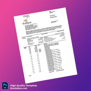 USA SunTrust Bank Statement Template in Word and PDF formats