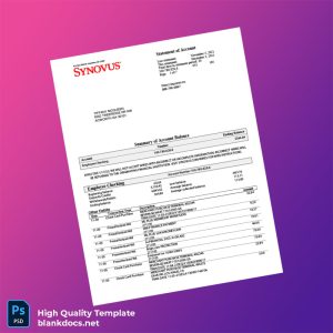 USA Synovus Bank Statement Template in Word and PDF formats