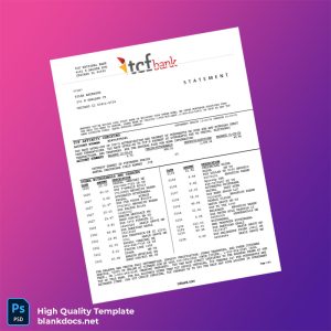 USA TCF Bank Statement Template in Word and PDF formats