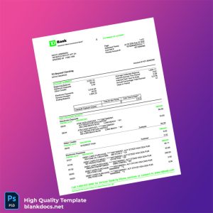 USA TD Bank Statement Template in Word and PDF formats