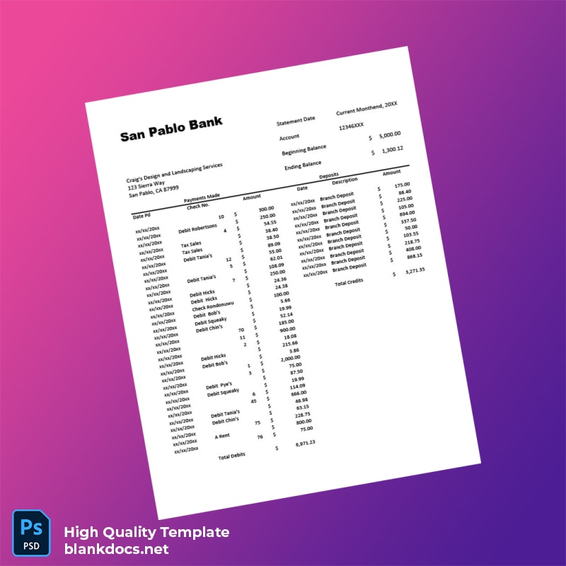 USA Template in Word and PDF formats