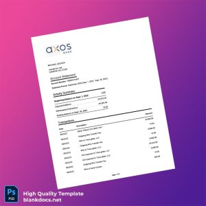 USA The Bancorp Bank Account Statement Template in Word and PDF formats