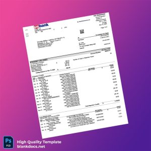 USA U S Bank Account Statement Template in Word and PDF formats