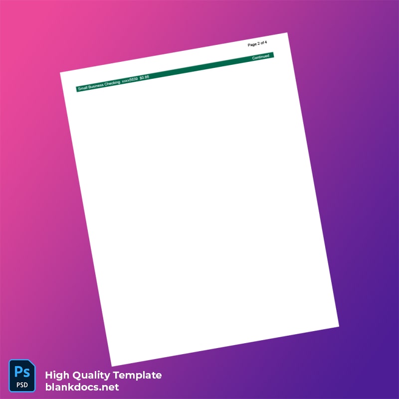 USA Washington County Bank Statement Template in Word and PDF formats page 2