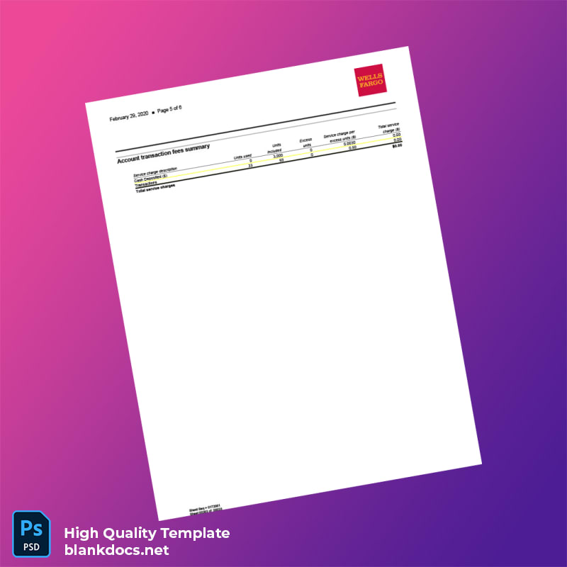 USA Wells Fargo Bank Statement Template in Word and PDF formats page 5