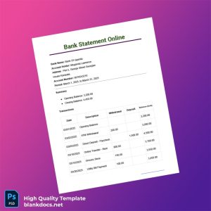 Uganda Bank Of Uganda Bank Statement Template in Word and PDF formats