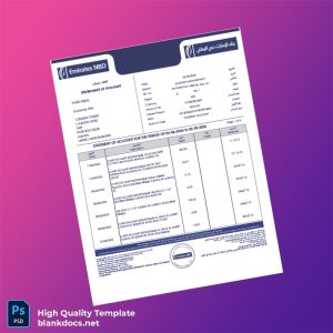 United Arab Emirates Emirates NBD Bank Statement Template in Word and PDF formats