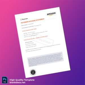 Vietnam Payoneer Account Statement Template in Word and PDF formats