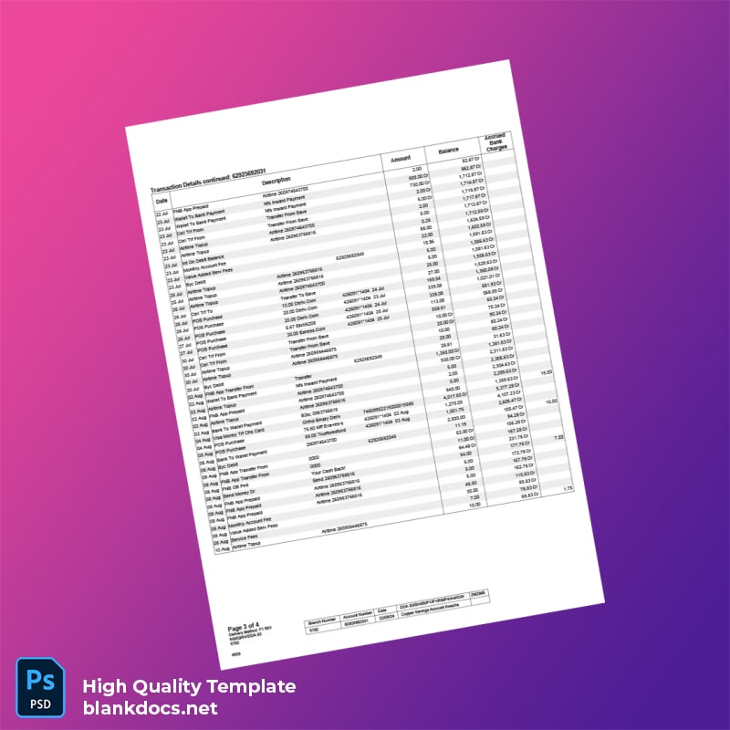 Zambia Bank Statement Template in Word and PDF formats page 3