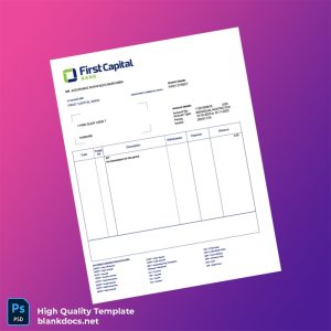 Zimbabwe First Capital Bank Bank Statement Template in Word and PDF formats