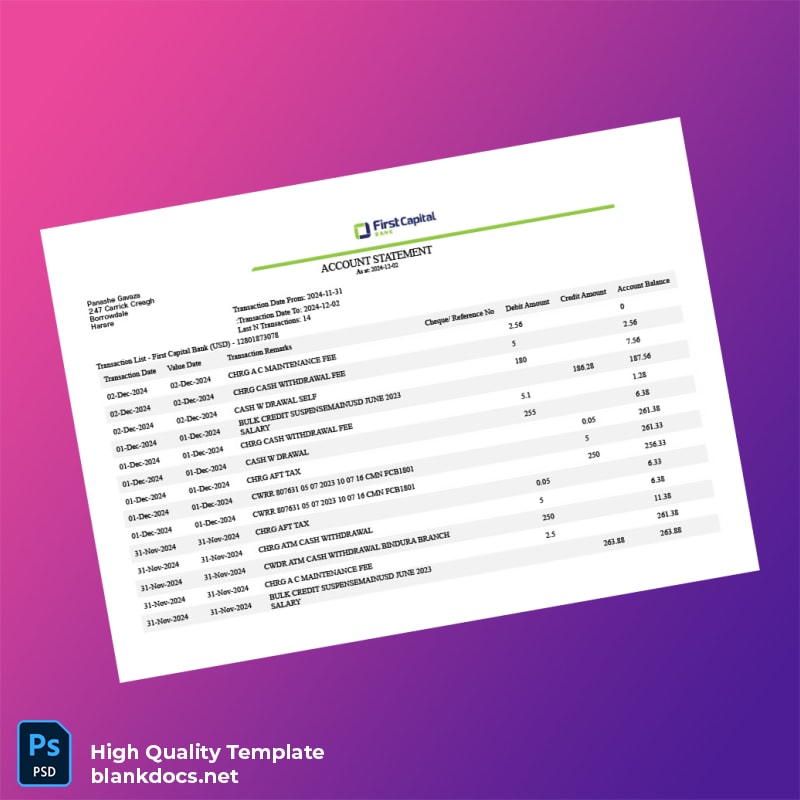 Zimbabwe Template in Word and PDF formats